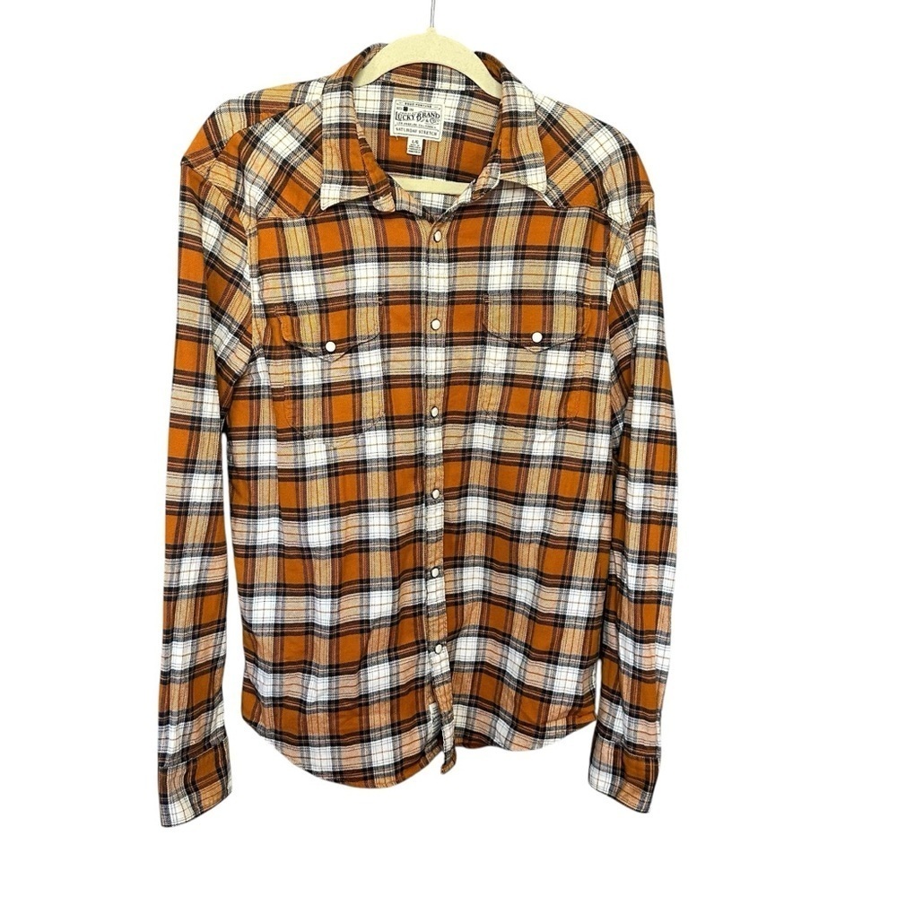 Lucky Brand Western Flannel Snap Button Long Sleeve Shirt Size Large
